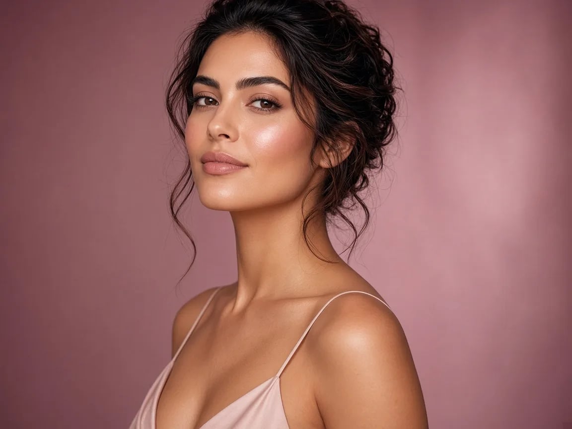 Portrait beauté naturel, lumière douce de studio