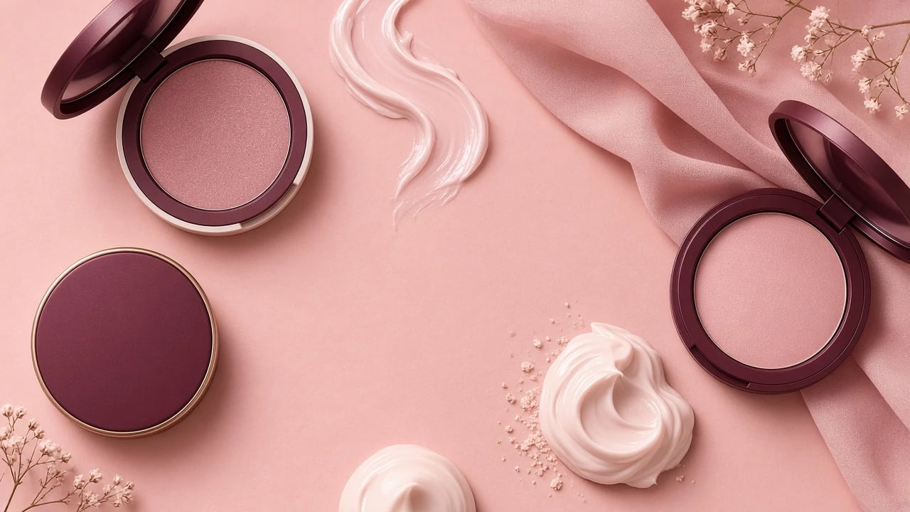 Compacts et textures rose poudré pour la politique cookies